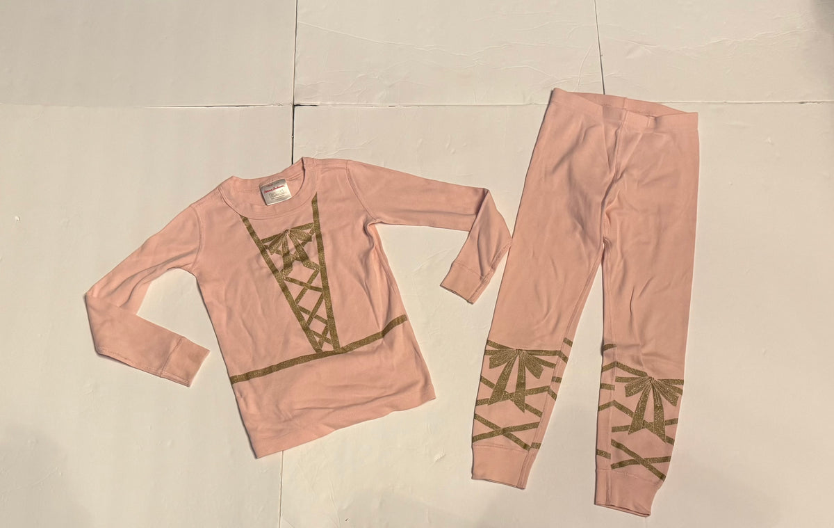 #141 Girls 5 (110) Hanna Andersson Ballerina Stripe Long Sleeve Pajama