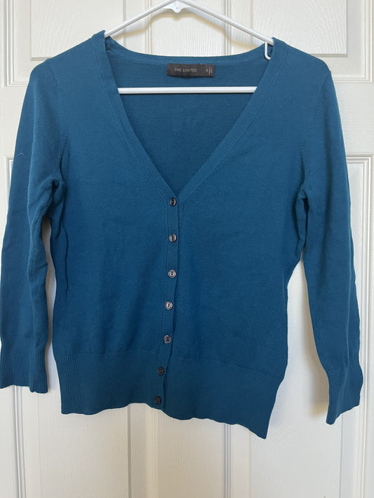 #124 EUC The Limited Women's Blue/Green V-Neck Cardigan Size S