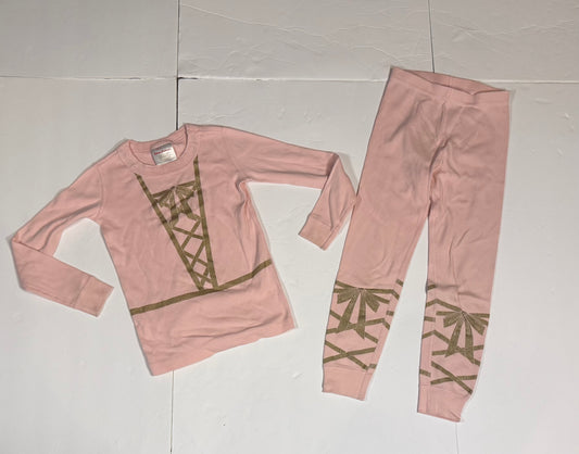 #141 Girls 5 (110) Hanna Andersson Ballerina Stripe Long Sleeve Pajama