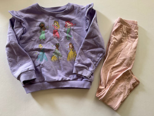 REDUCED #92 girls Disney princess 5 t purple sweatshirt and pink legging set