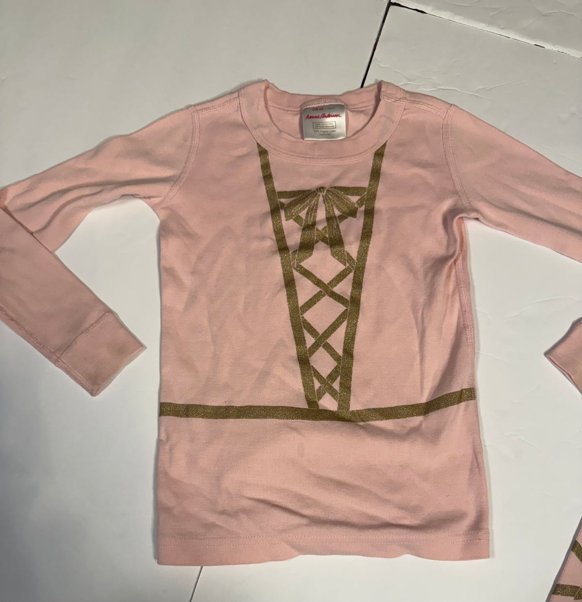 #141 Girls 5 (110) Hanna Andersson Ballerina Stripe Long Sleeve Pajama