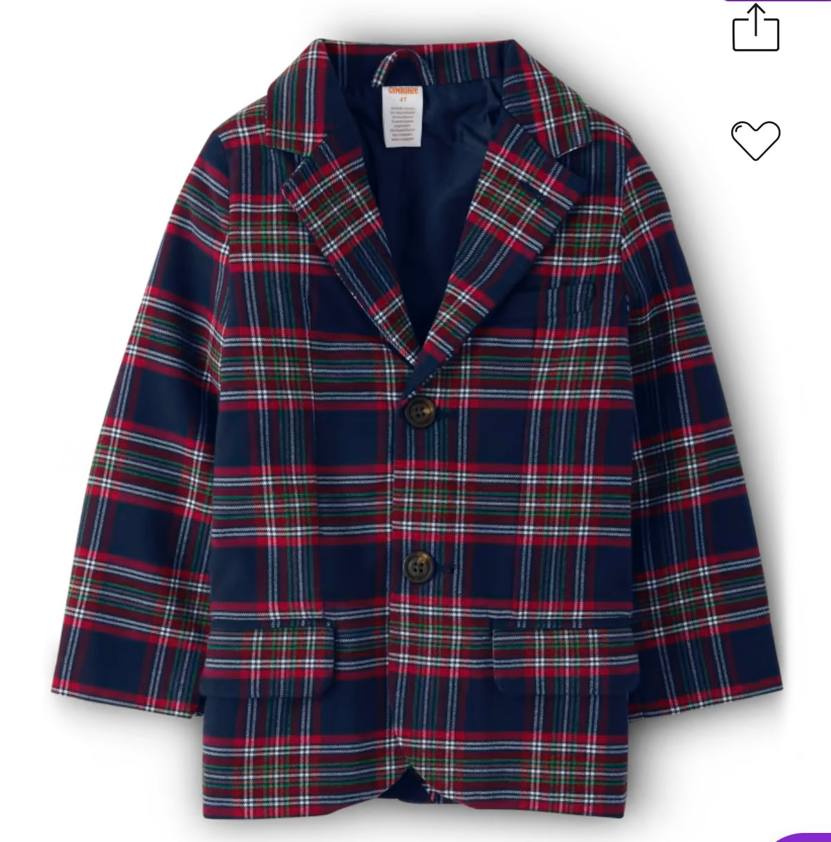 #141 Boys Medium 8 Gymboree NWT Plaid Holiday Blazer