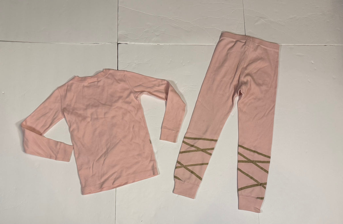 #141 Girls 5 (110) Hanna Andersson Ballerina Stripe Long Sleeve Pajama