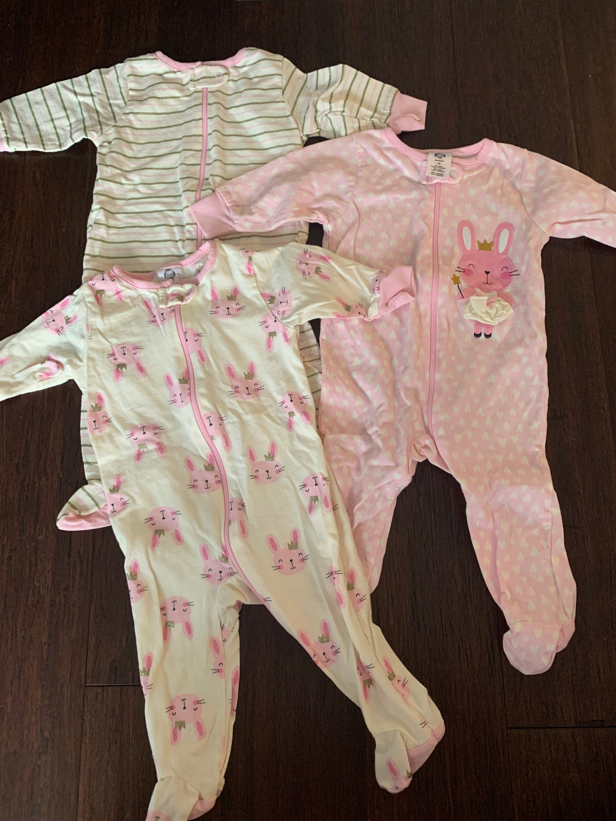 Seller 42, Gerber 3-piece matching pink/gold pj, Girls 3-6M