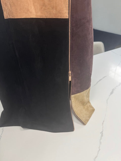 #222 Ivanka Trump Women's Sz 6 Suede Colorblock Dress with Zipper Slit Detail (NWOT)