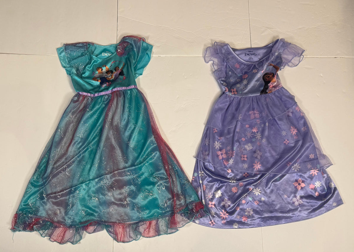 #141 Girls Encanto Nightgown Bundle Disney XS 4/5 Isabela Purple Flower and Disney 5 Encanto Sisters (Isabela, Mirabel, Luisa)