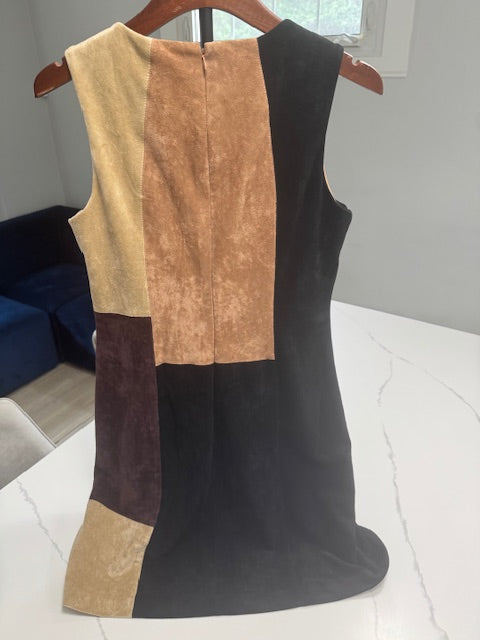 #222 Ivanka Trump Women's Sz 6 Suede Colorblock Dress with Zipper Slit Detail (NWOT)