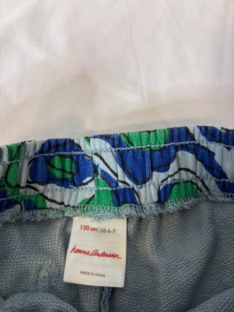 #90 Hanna Andersson Boys Blue & Green Swirl Print Shorts Size 6-7