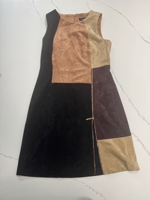 #222 Ivanka Trump Women's Sz 6 Suede Colorblock Dress with Zipper Slit Detail (NWOT)
