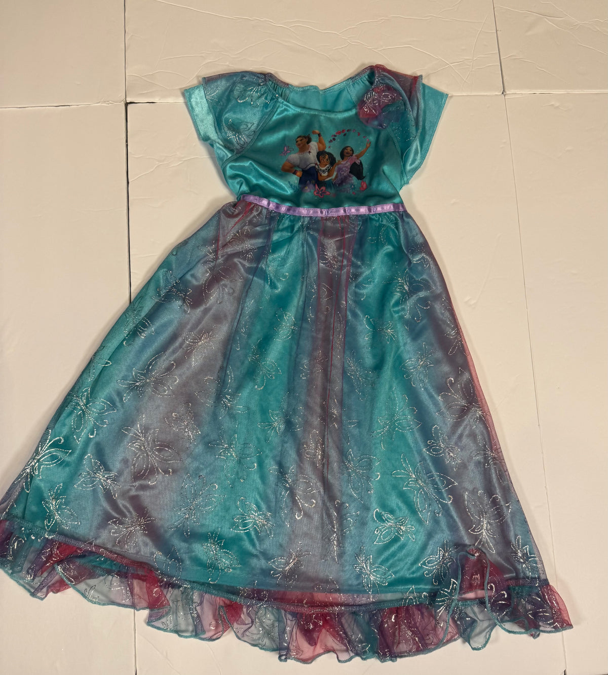 #141 Girls Encanto Nightgown Bundle Disney XS 4/5 Isabela Purple Flower and Disney 5 Encanto Sisters (Isabela, Mirabel, Luisa)