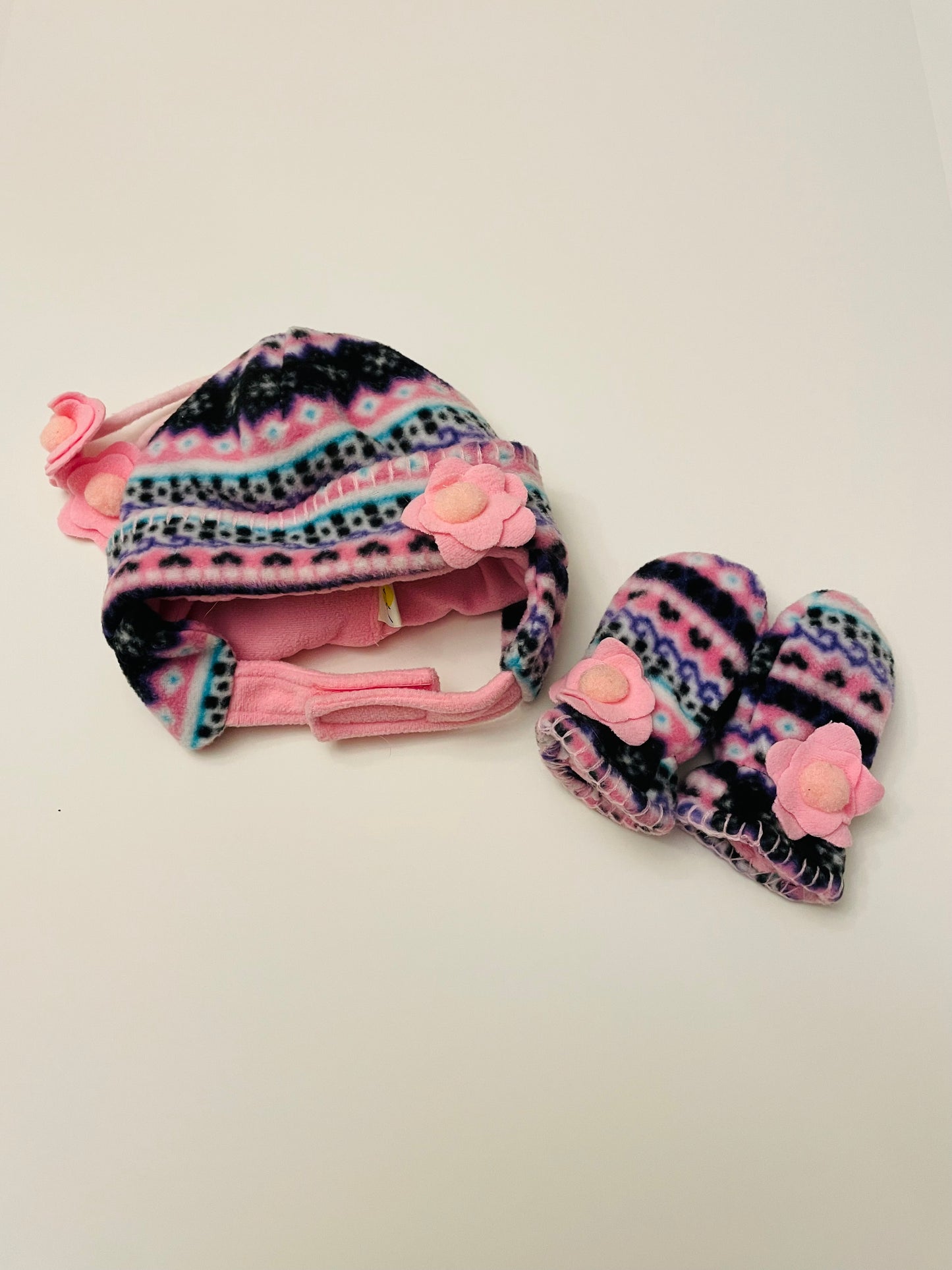 Girls 12M Hat + Mittens Set