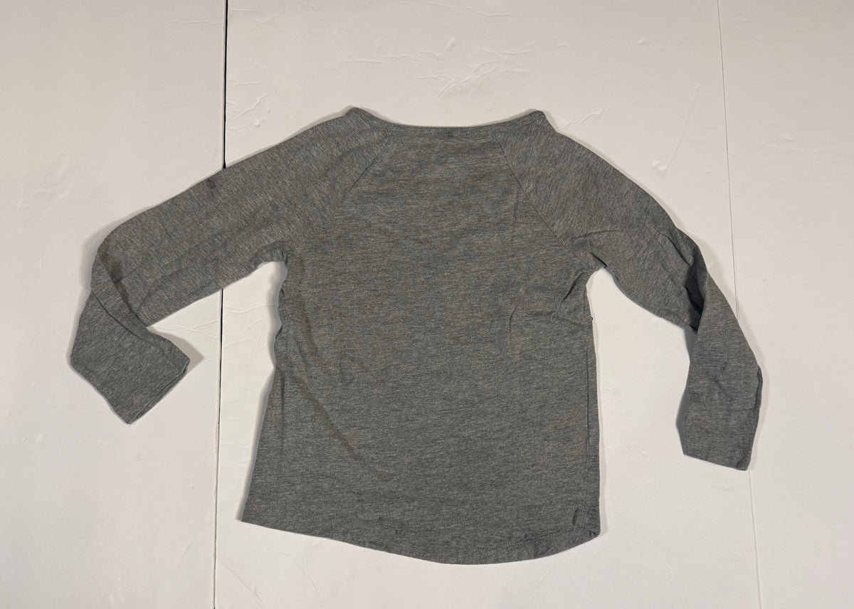 #141 Girls 5-6Y Mini Boden Sequin Star Gray Long Sleeve