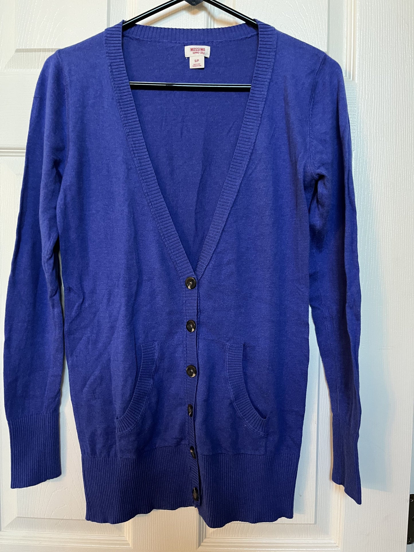 #124 Women's Blue V-Neck Cardigan Size S