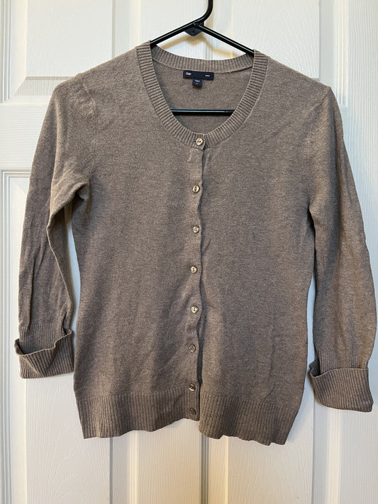 #124 Gap Women's 3/4 Sleeve Taupe Cardigan Size S