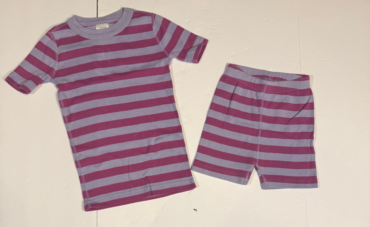 #141 Girls 5 (110) Hanna Andersson Purple Stripe Short Sleeve Pajama