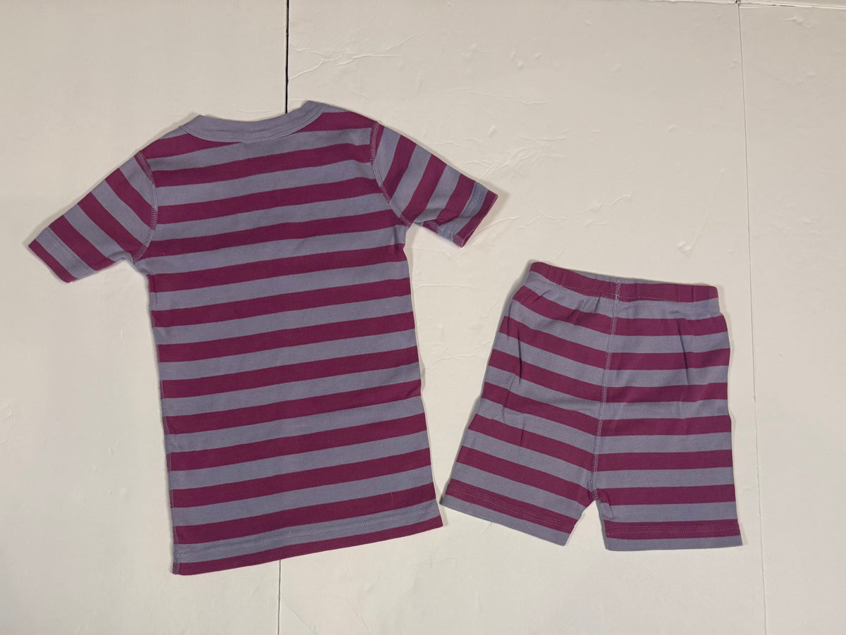 #141 Girls 5 (110) Hanna Andersson Purple Stripe Short Sleeve Pajama