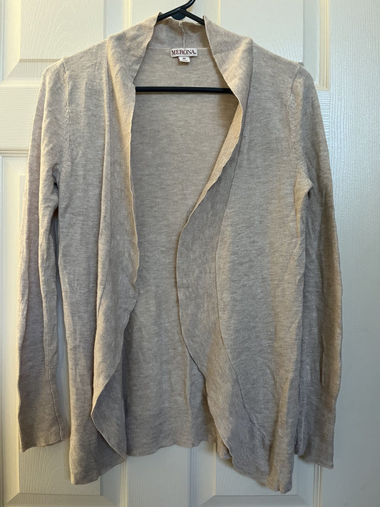 #124 Women's Cream Open Front Cardigan Size M