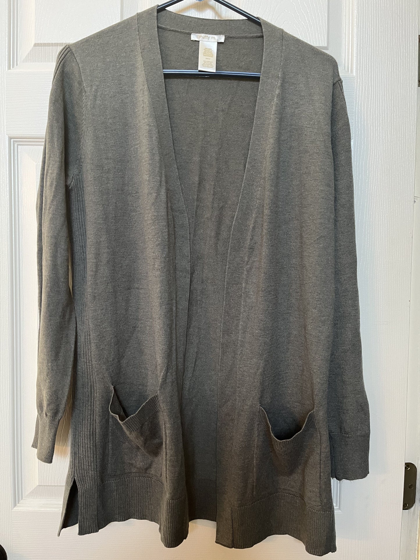 #124 Women's Taupe Open Front Cardigan Size M