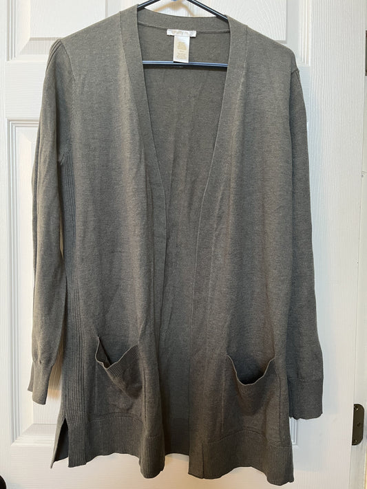 #124 Women's Taupe Open Front Cardigan Size M