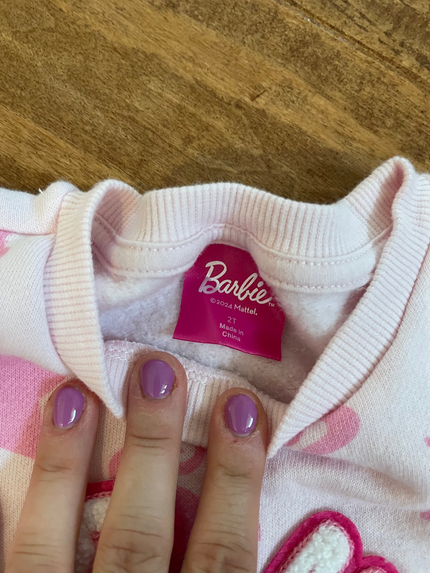 #199 Girls Barbie sweatshirt size 2T EUC