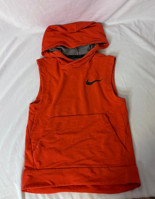 #90 Nike Boys Sleeveless Pullover Hoodie Orange Youth Small