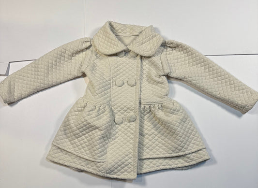 #180 Girls 4 Cream Quilted Dress Coat