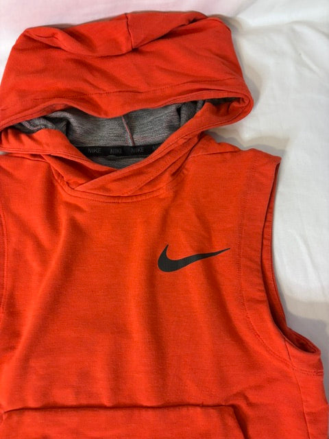 #90 Nike Boys Sleeveless Pullover Hoodie Orange Youth Small