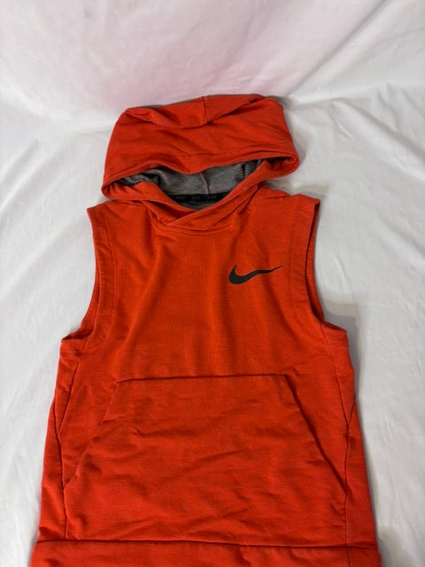 #90 Nike Boys Sleeveless Pullover Hoodie Orange Youth Small