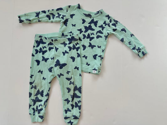 Girl 12-18 months Gap teal/navy butterfly pajamas