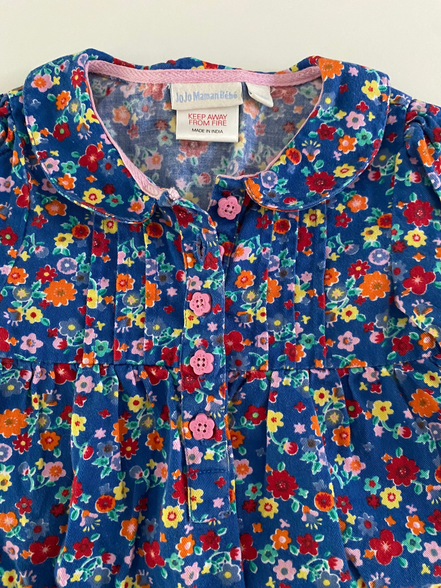 #84B- Girl's 12-18M, JoJo Maman Bebe blue floral dress, EUC