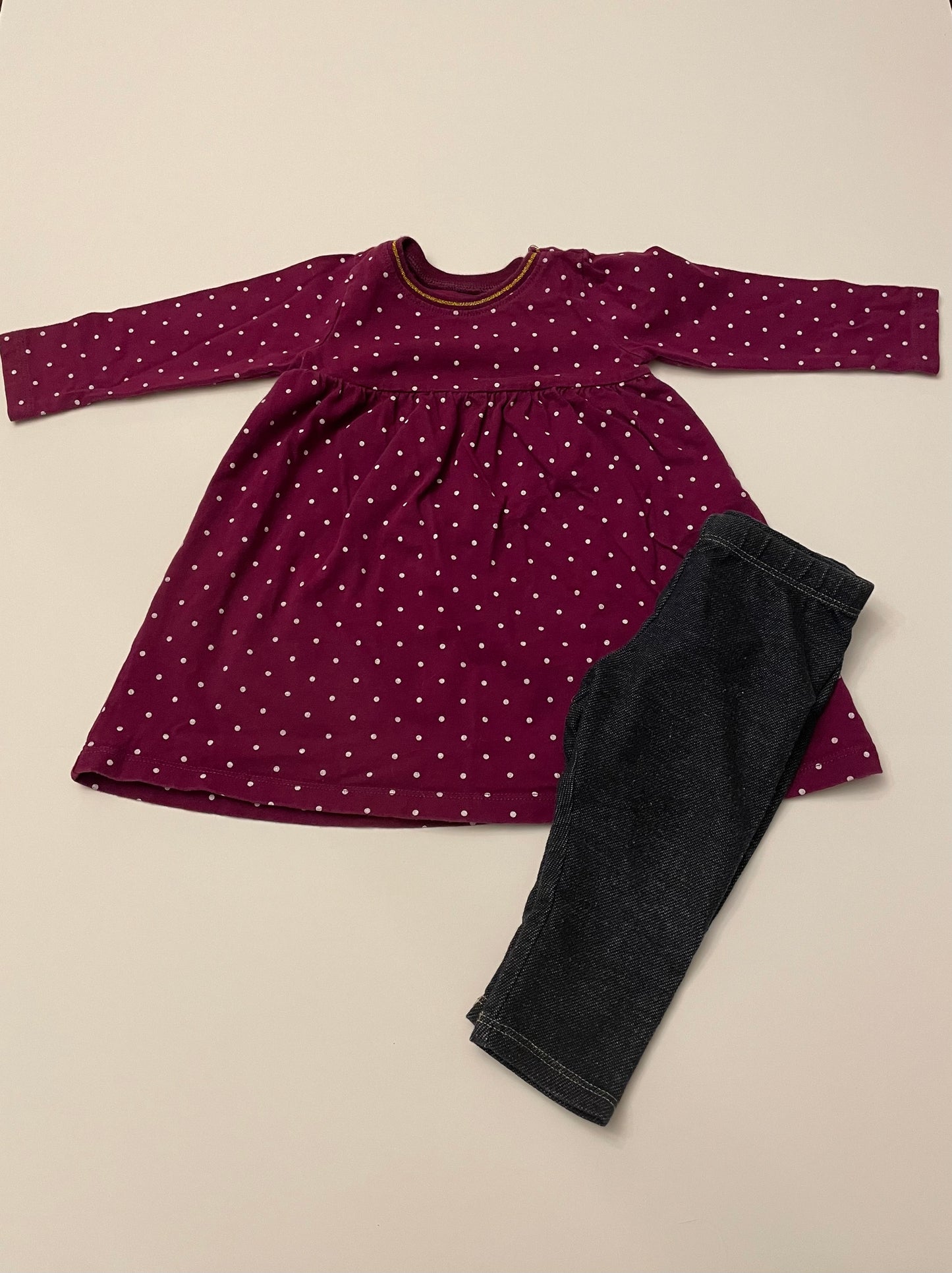 Girls 6-12M Old Navy Dress Purple + Leggings