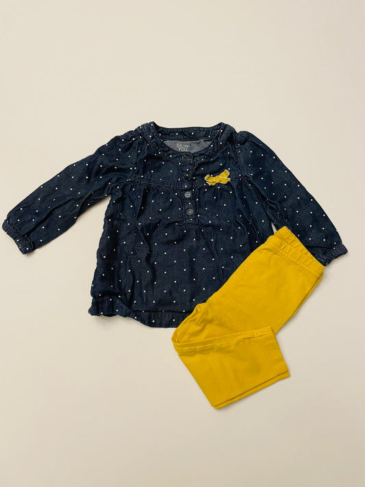 Girls 12M Carters Outfit Denim/Yellow