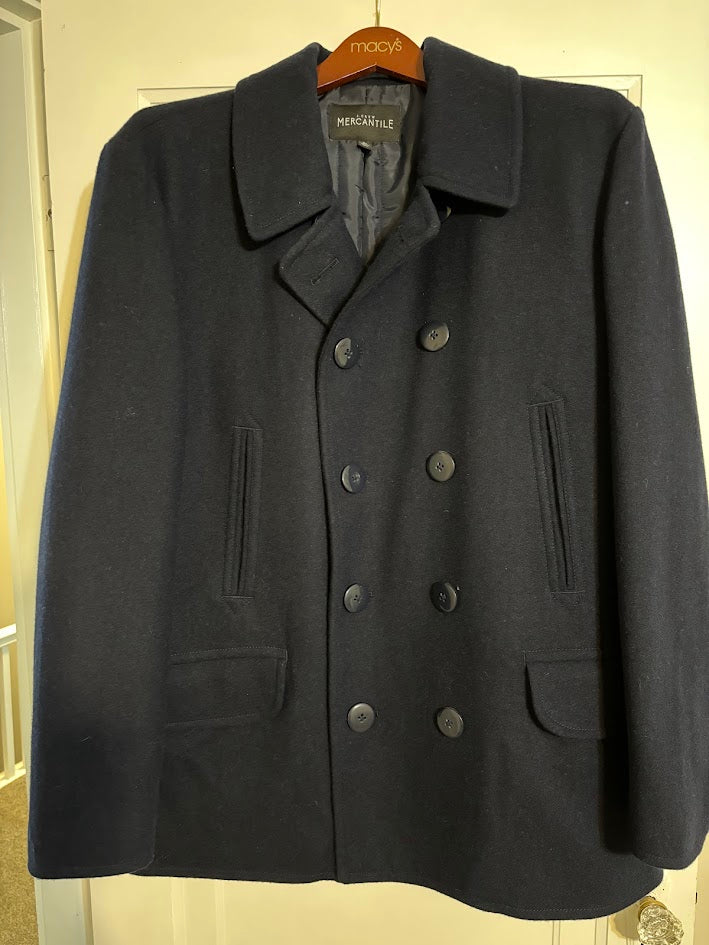 #50 J Crew Mercantile Navy Pea Coat Men's Size XL