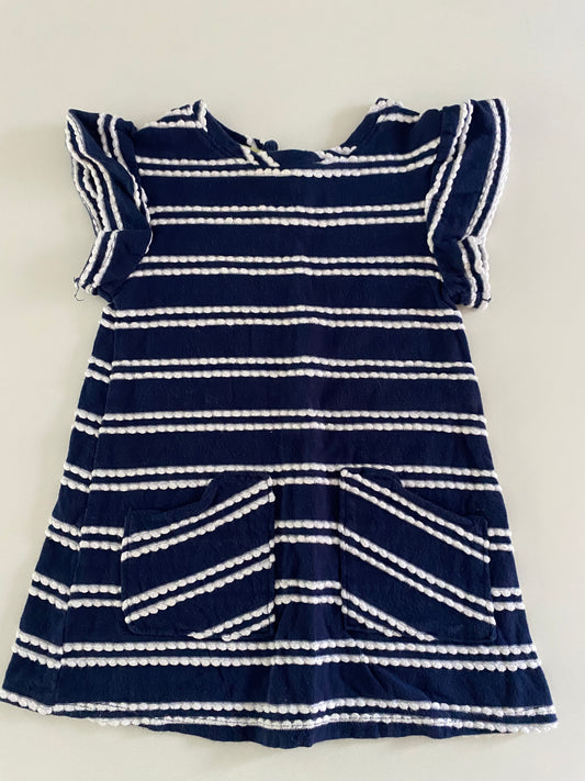 #84B- Girls 2T, Cat&Jack navy and white dress, VGUC