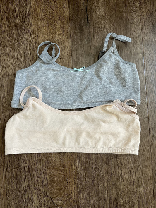 #124 EUC Old Navy Gray & Beige Bras - Set of 2 Girls Size M 7/8