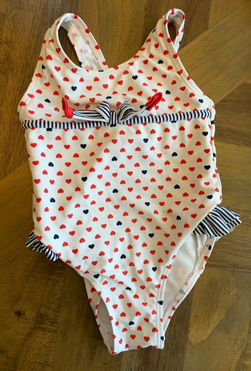 Seller 22 red white and blue heart swimsuit 18 month