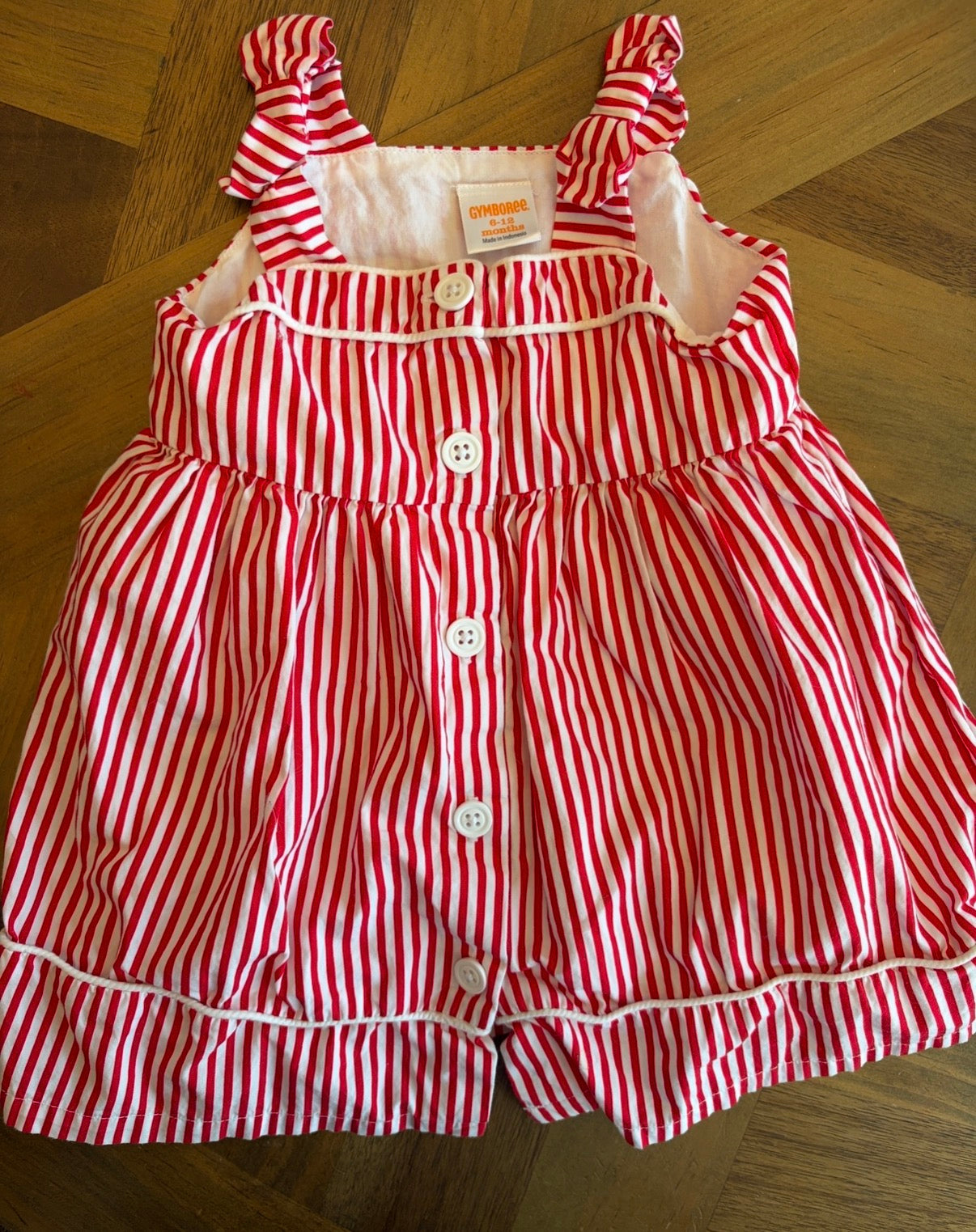 Seller 22 red white stripe dress 6-12 mo