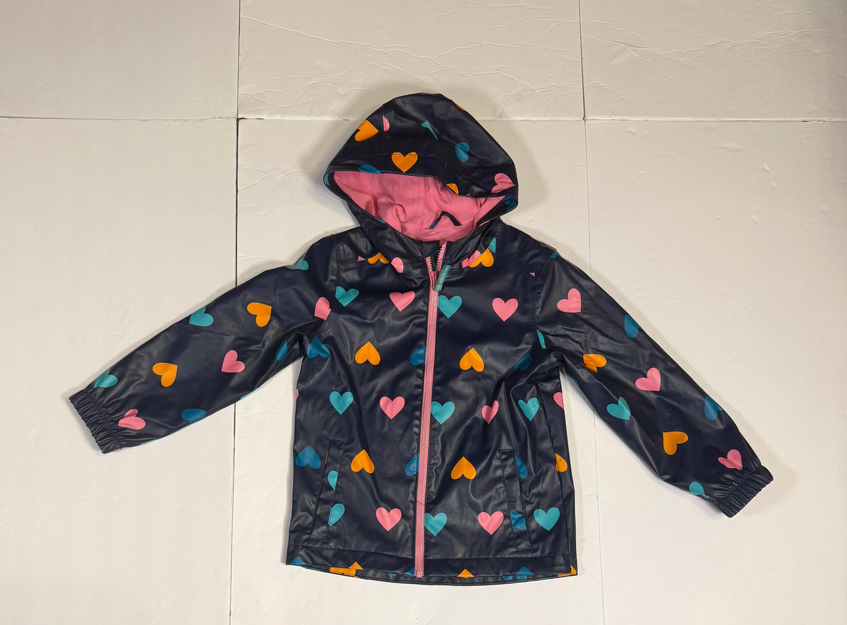 #141 Girls XS 4/5 Cat & Jack Heart Navy Raincoat