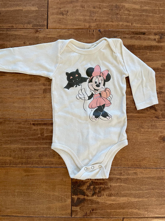 #199 DISNEY Girls Halloween Minnie onesie size 3-6 months EUC