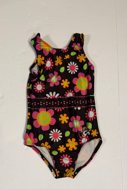 #141 Girls Child XS 3T-4T GK Elite Leotard Black Floral