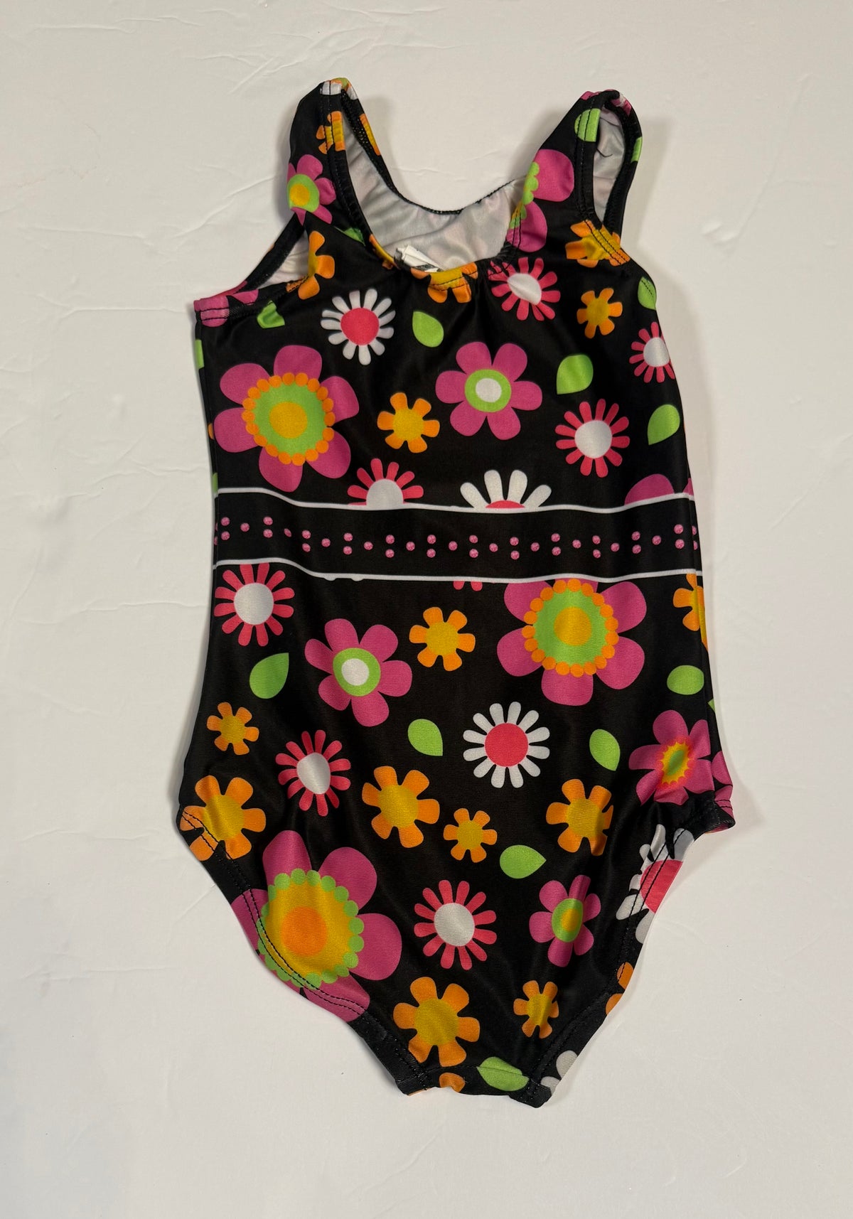 #141 Girls Child XS 3T-4T GK Elite Leotard Black Floral