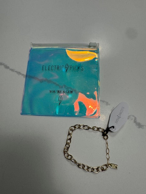 #222 Electric Picks 14k Gold Plated Chain Link Bracelet (NWT)