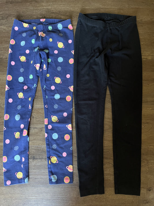 #124 - 2 Pairs of Leggings Cat & Jack Black & Navy with Planets Size M 7/8