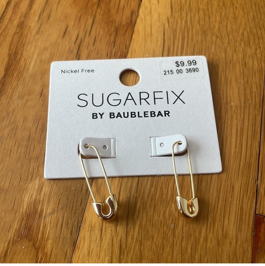 #116 NEW Sugarfix Gold Safety Pin earrings