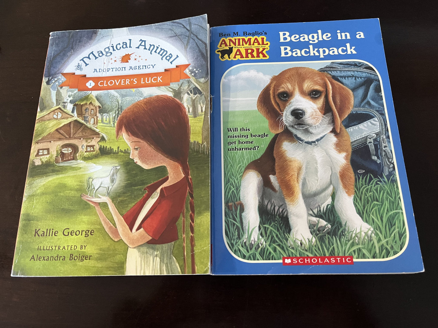 #124 Two Paperback Books: Beagle in a Backpack and Magical Animal Adoption Agency