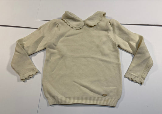 #180 Girls 3T Ivory Scalloped Sweater