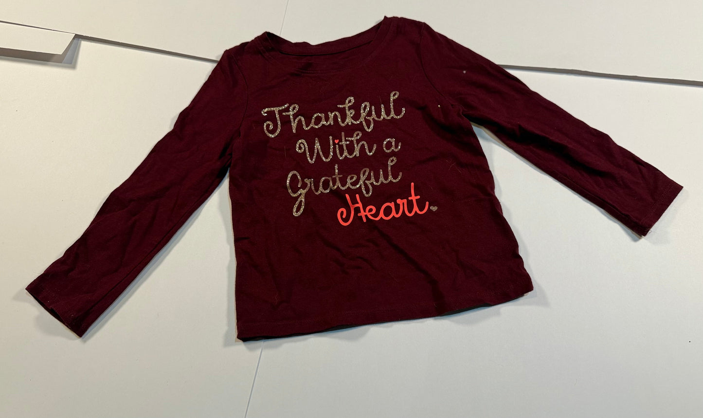 #180 Girls 4 Cat & Jack Thanksgiving Long Sleeve - Thankful with a Grateful Heart