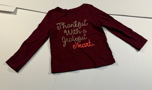 #180 Girls 4 Cat & Jack Thanksgiving Long Sleeve - Thankful with a Grateful Heart