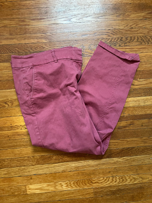 Loft Womens Modern Chino Crop Pant- Red - Size 16
