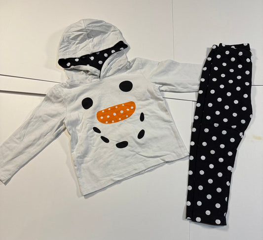 #180 Girls 4 Let it Snow Snowman shirt with polka dot pants